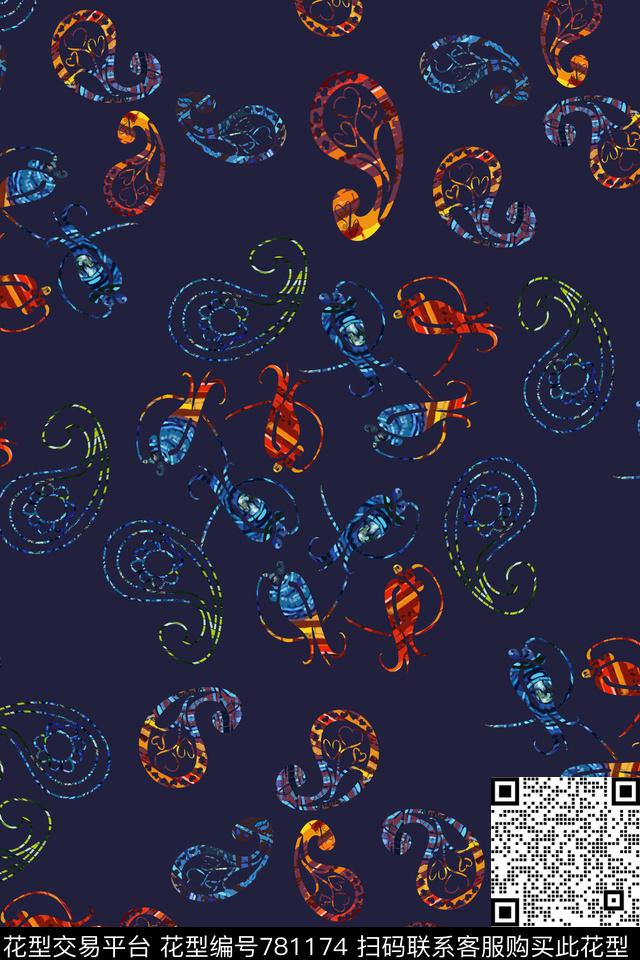 佩斯利图案风格化花卉民族风图案传统印花华亿平台下载（图片编号: 781174） - 瓦栏（Walan）