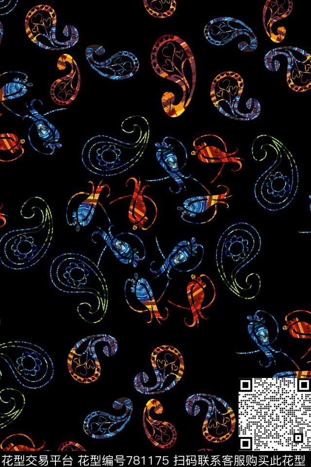 佩斯利图案风格化花卉民族风图案传统印花华亿平台下载（图片编号: 781175） - 瓦栏（Walan）