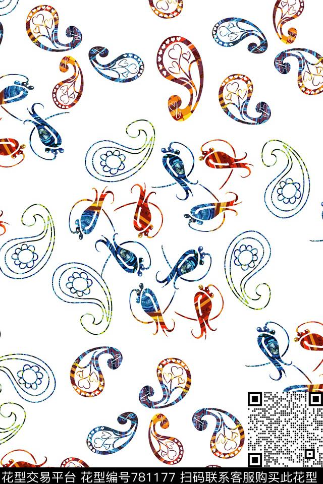 佩斯利图案风格化花卉民族风图案传统印花华亿平台下载（图片编号: 781177） - 瓦栏（Walan）