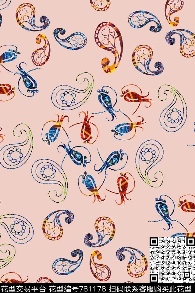 佩斯利图案风格化花卉民族风图案传统印花华亿平台下载（图片编号: 781178） - 瓦栏（Walan）