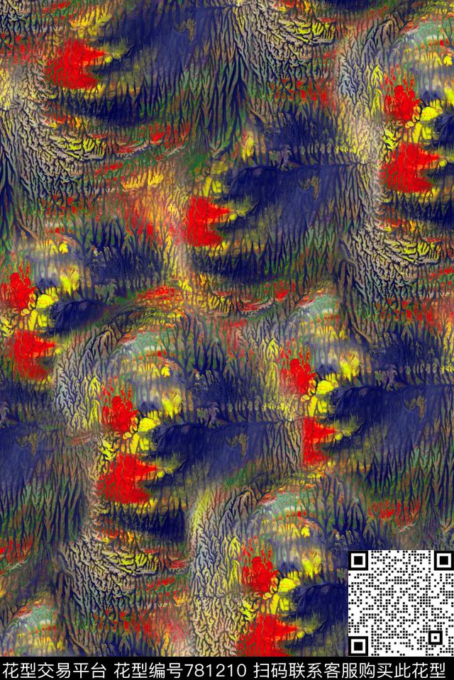 皱褶树根花纹数码印花华亿平台下载（图片编号: 781210） - 瓦栏（Walan）