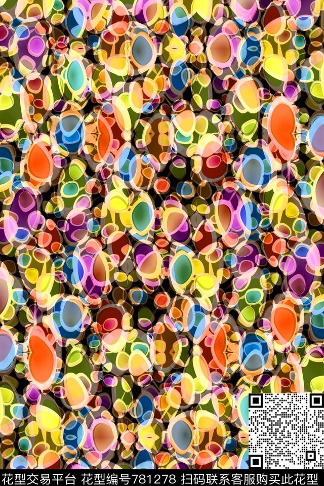 马赛克圆圈圆形传统印花华亿平台下载（图片编号: 781278） - 瓦栏（Walan）