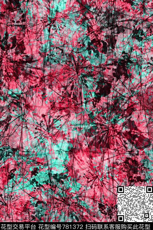花朵乱花大花数码印花华亿平台下载（图片编号: 781372） - 瓦栏（Walan）