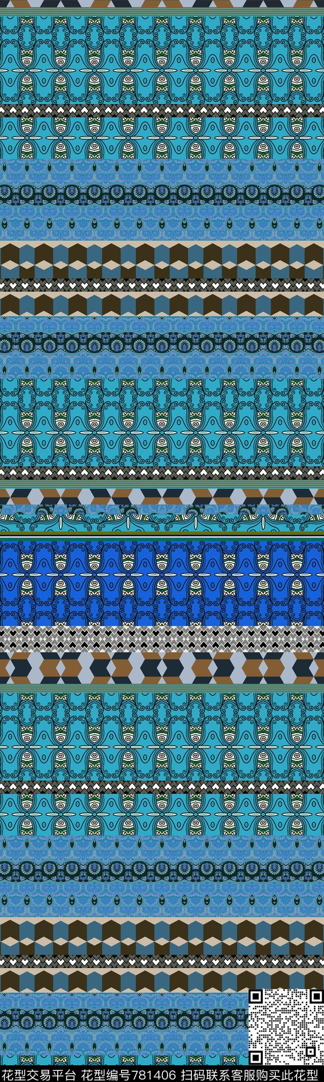 民族风几何定位传统印花华亿平台下载（图片编号: 781406） - 瓦栏（Walan）