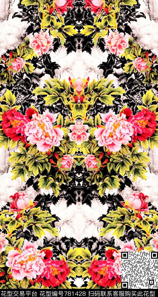 模糊效果定位镜像数码印花华亿平台下载（图片编号: 781428） - 瓦栏（Walan）