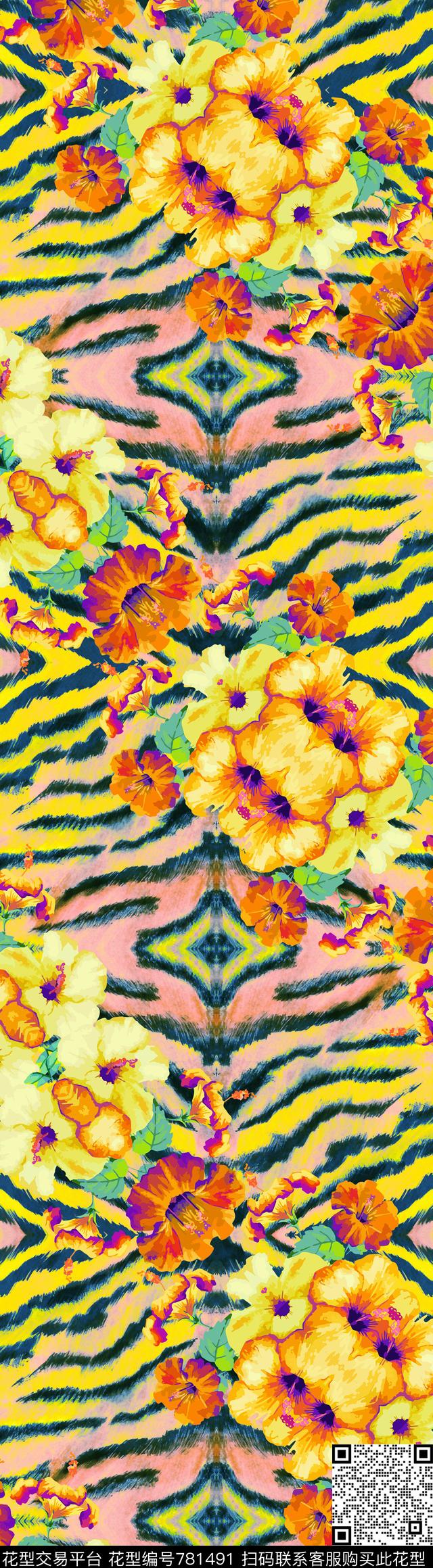 动物纹花卉定位数码印花华亿平台下载（图片编号: 781491） - 瓦栏（Walan）