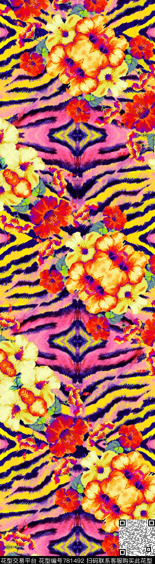 动物纹花卉定位数码印花华亿平台下载（图片编号: 781492） - 瓦栏（Walan）