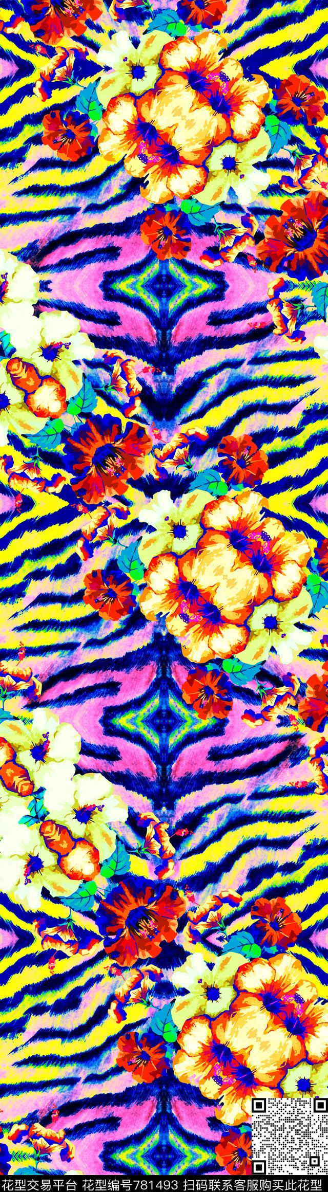 动物纹花卉定位数码印花华亿平台下载（图片编号: 781493） - 瓦栏（Walan）