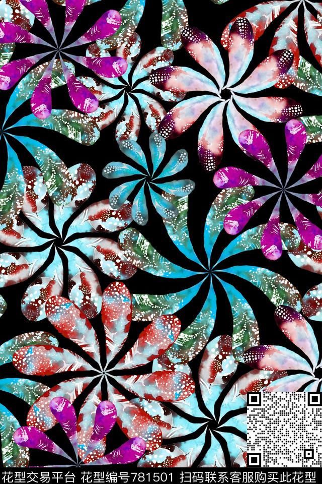 动物纹羽毛满版数码印花华亿平台下载（图片编号: 781501） - 瓦栏（Walan）