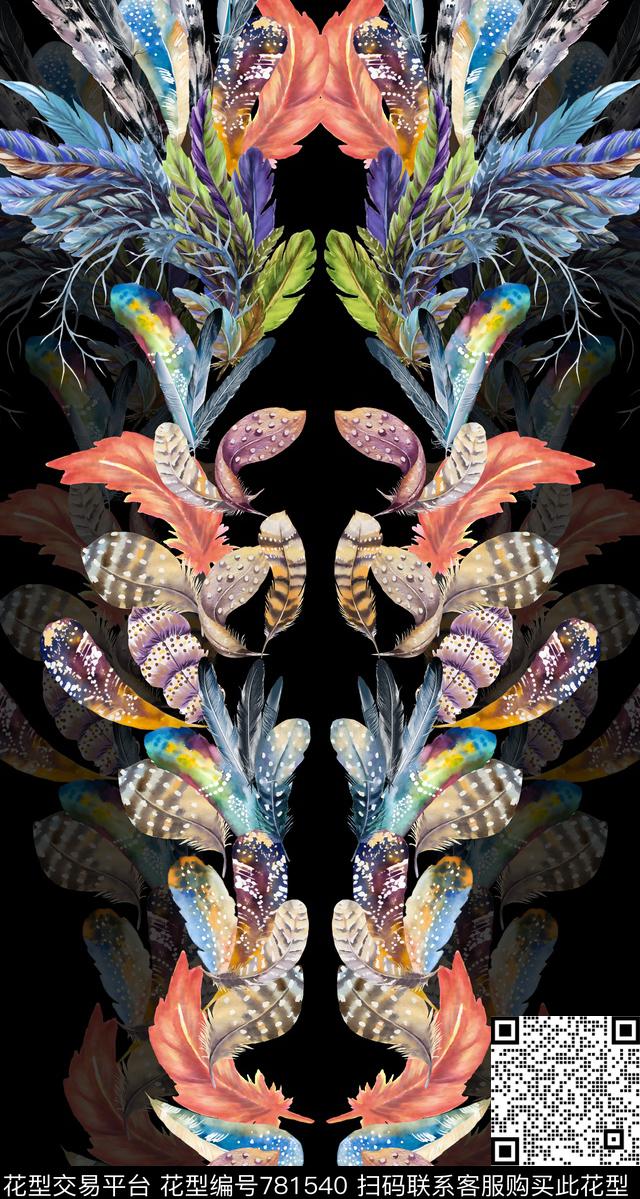 动物纹羽毛定位数码印花华亿平台下载（图片编号: 781540） - 瓦栏（Walan）