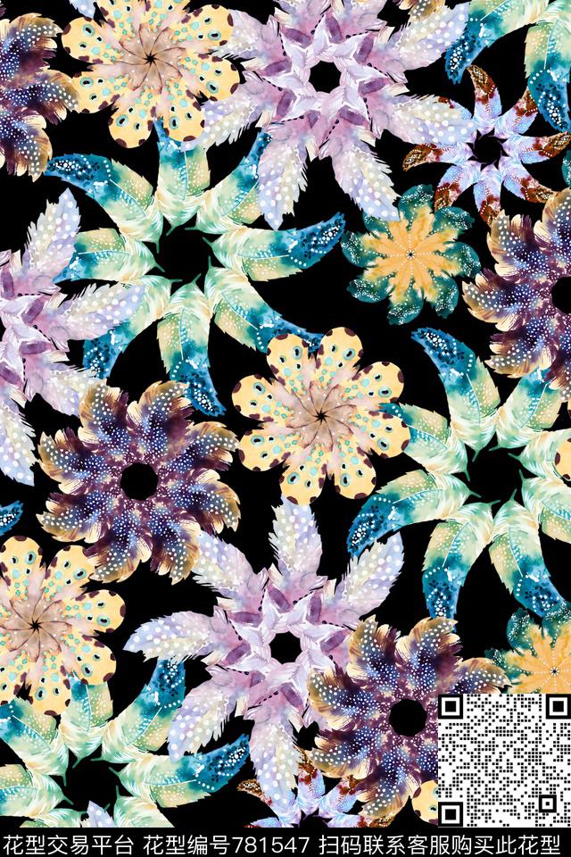 动物纹羽毛满版数码印花华亿平台下载（图片编号: 781547） - 瓦栏（Walan）