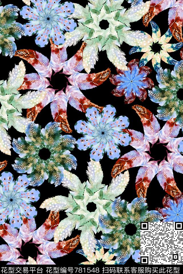 动物纹羽毛满版数码印花华亿平台下载（图片编号: 781548） - 瓦栏（Walan）