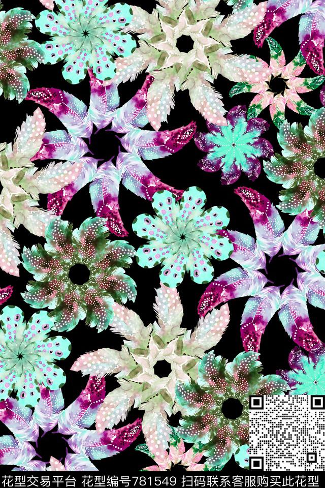 动物纹羽毛满版数码印花华亿平台下载（图片编号: 781549） - 瓦栏（Walan）