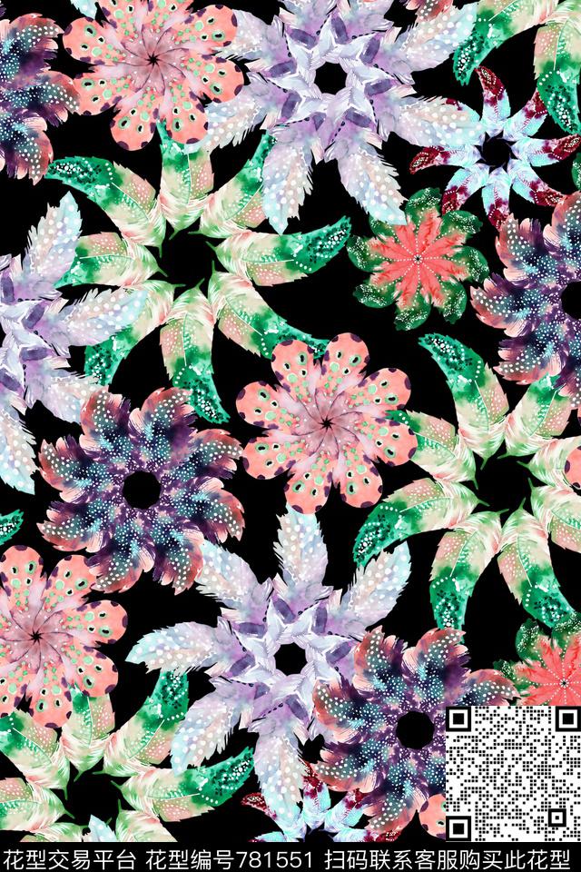 动物纹羽毛满版数码印花华亿平台下载（图片编号: 781551） - 瓦栏（Walan）