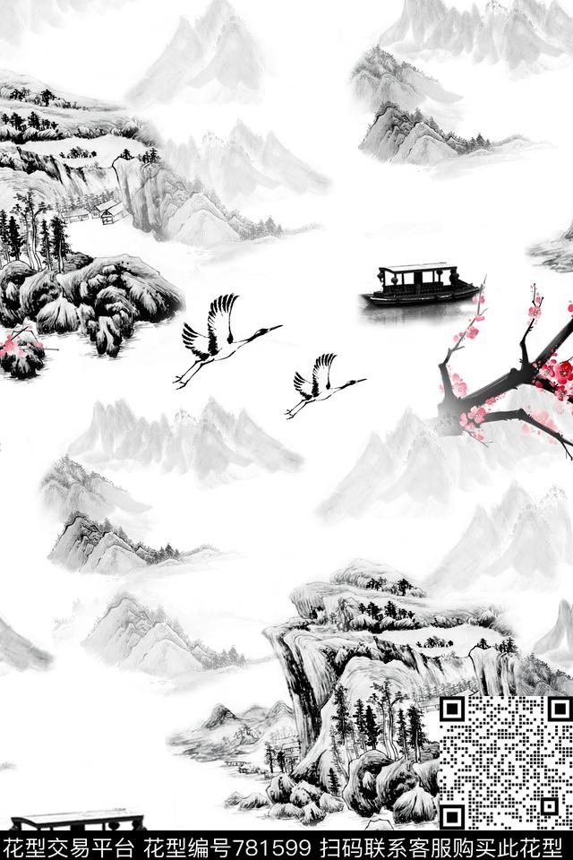 山水花鸟风景数码印花华亿平台下载（图片编号: 781599） - 瓦栏（Walan）