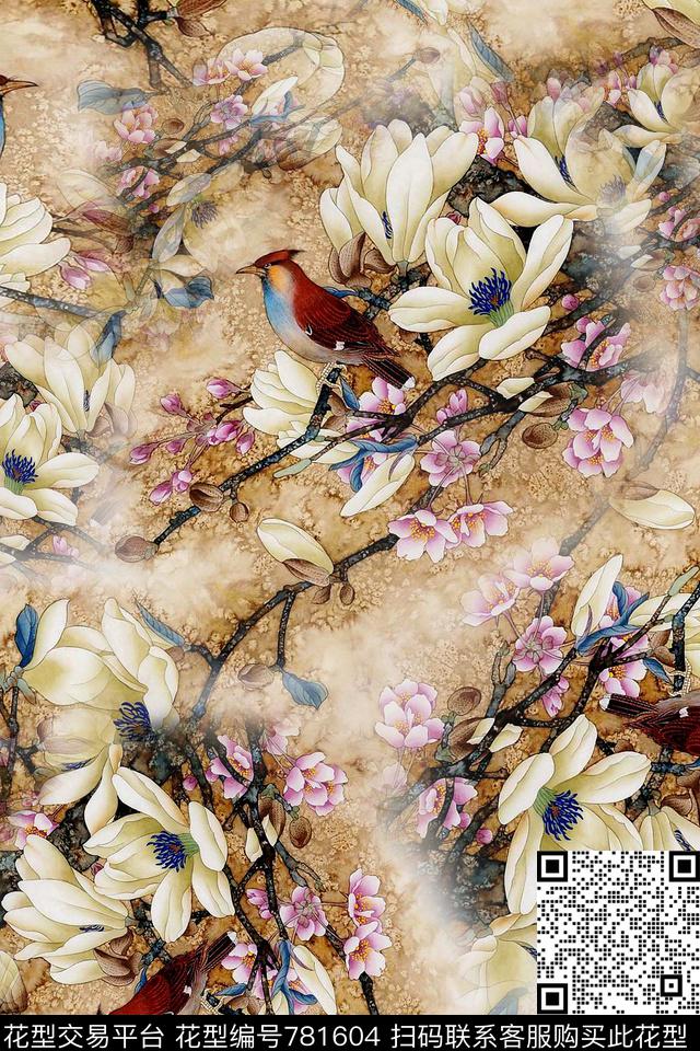 春夏风景花鸟数码印花华亿平台下载（图片编号: 781604） - 瓦栏（Walan）