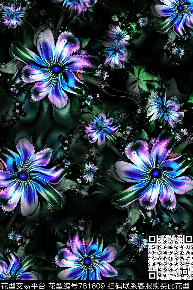 数码流行时尚分形数码印花华亿平台下载（图片编号: 781609） - 瓦栏（Walan）