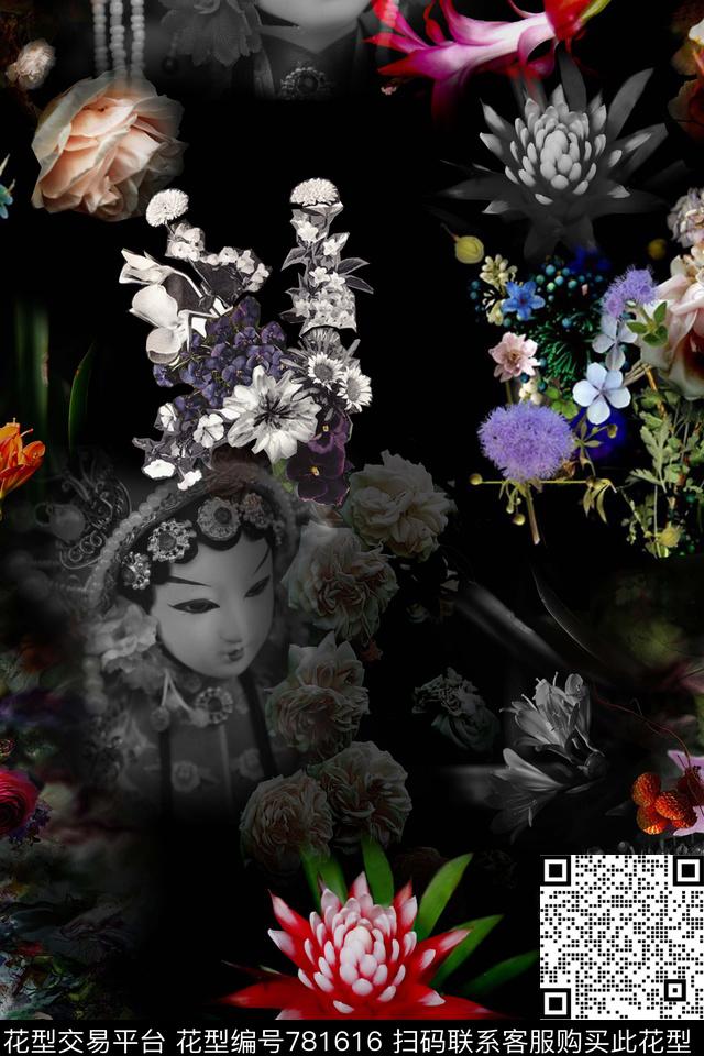 数码流行时尚京剧数码印花华亿平台下载（图片编号: 781616） - 瓦栏（Walan）