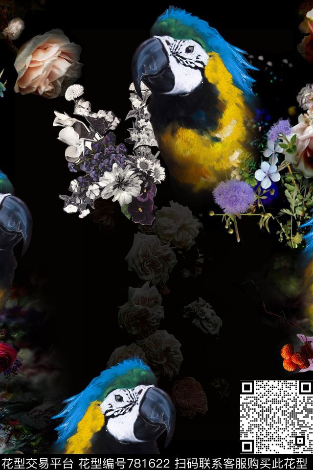 流行时尚数码花鸟数码印花华亿平台下载（图片编号: 781622） - 瓦栏（Walan）