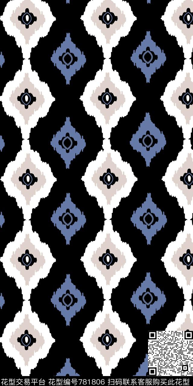 不规则几何小方块方格传统印花华亿平台下载（图片编号: 781806） - 瓦栏（Walan）