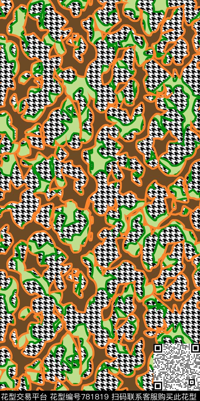 几何不规则几何千鸟格传统印花华亿平台下载（图片编号: 781819） - 瓦栏（Walan）