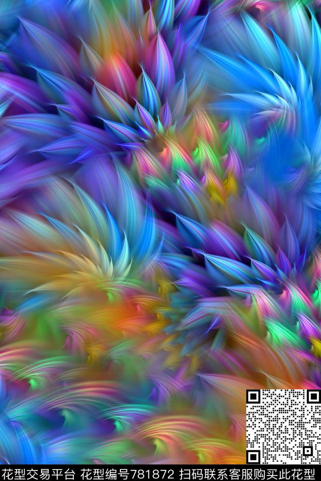 抽象羽毛分形数码印花华亿平台下载（图片编号: 781872） - 瓦栏（Walan）