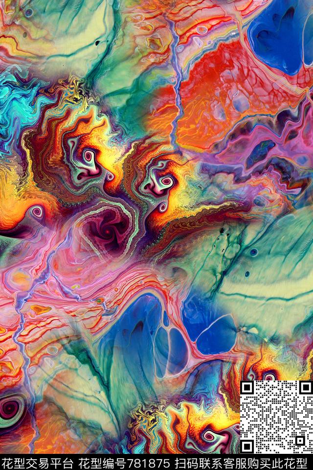 抽象几何拼接数码印花华亿平台下载（图片编号: 781875） - 瓦栏（Walan）