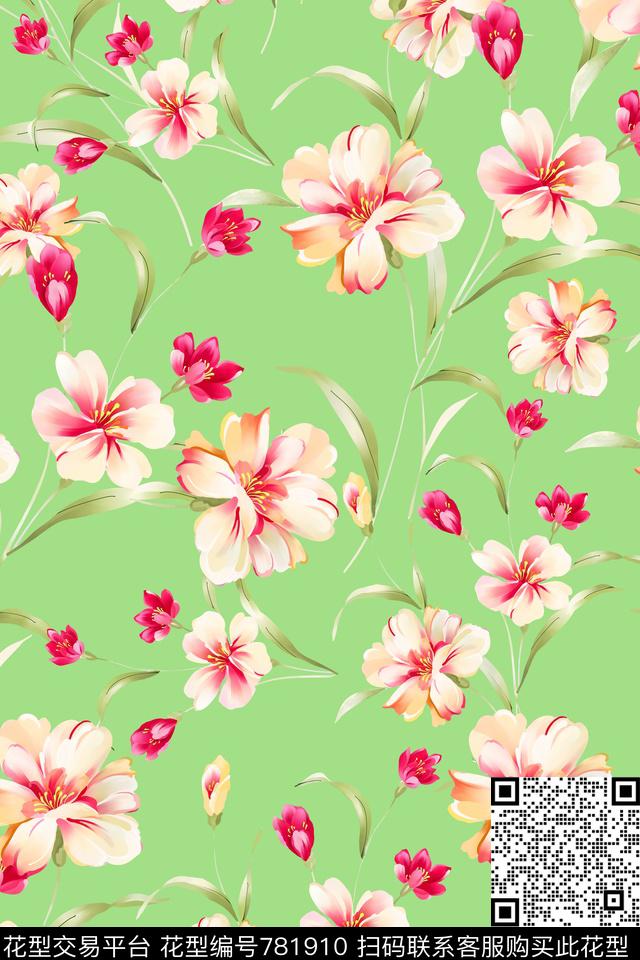 花卉花朵大花数码印花华亿平台下载（图片编号: 781910） - 瓦栏（Walan）