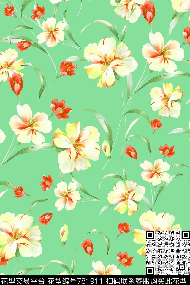 花卉花朵大花数码印花华亿平台下载（图片编号: 781911） - 瓦栏（Walan）