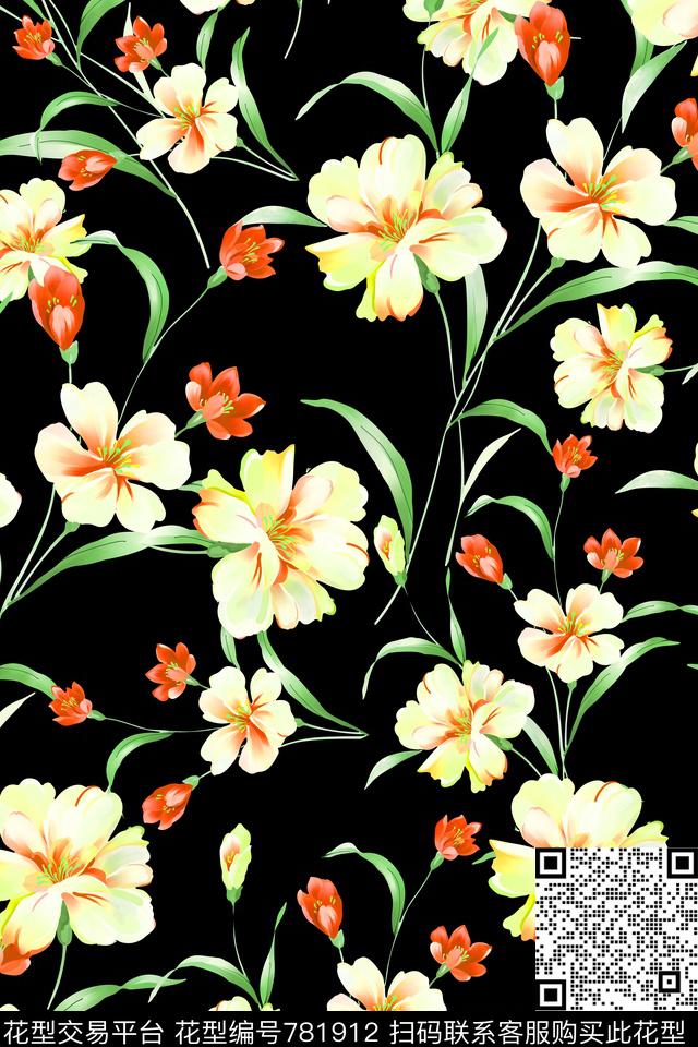 花卉花朵大花数码印花华亿平台下载（图片编号: 781912） - 瓦栏（Walan）