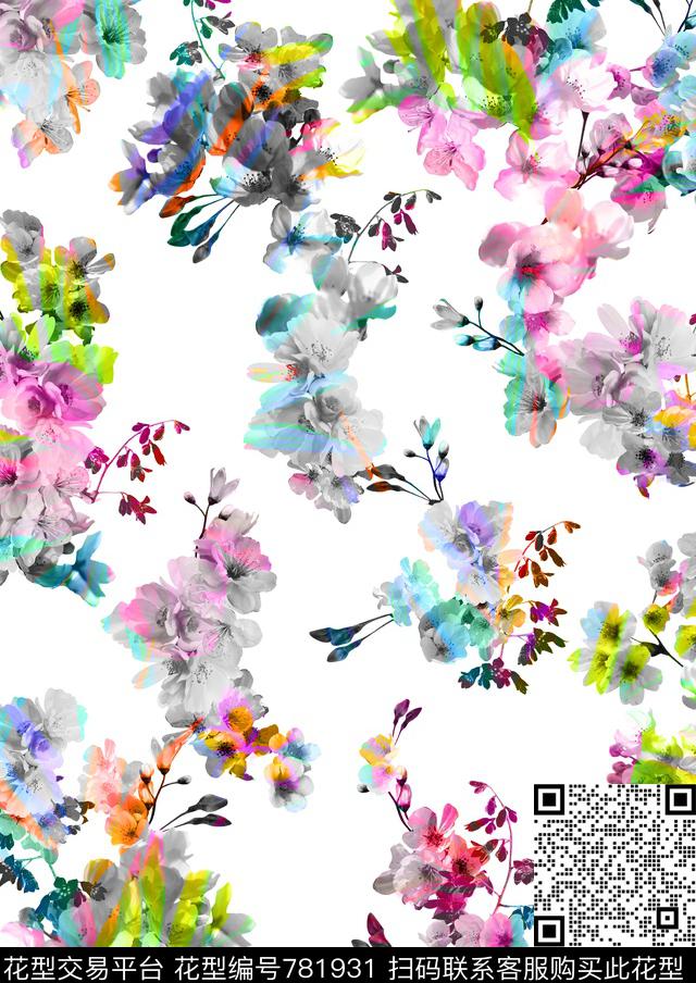 花朵小碎花花卉数码印花华亿平台下载（图片编号: 781931） - 瓦栏（Walan）