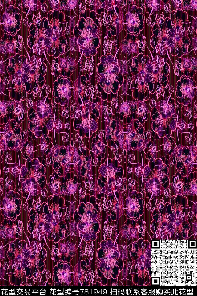 竖条条纹细条纹传统印花华亿平台下载（图片编号: 781949） - 瓦栏（Walan）