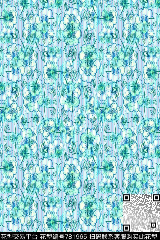 竖条条纹细条纹传统印花华亿平台下载（图片编号: 781965） - 瓦栏（Walan）