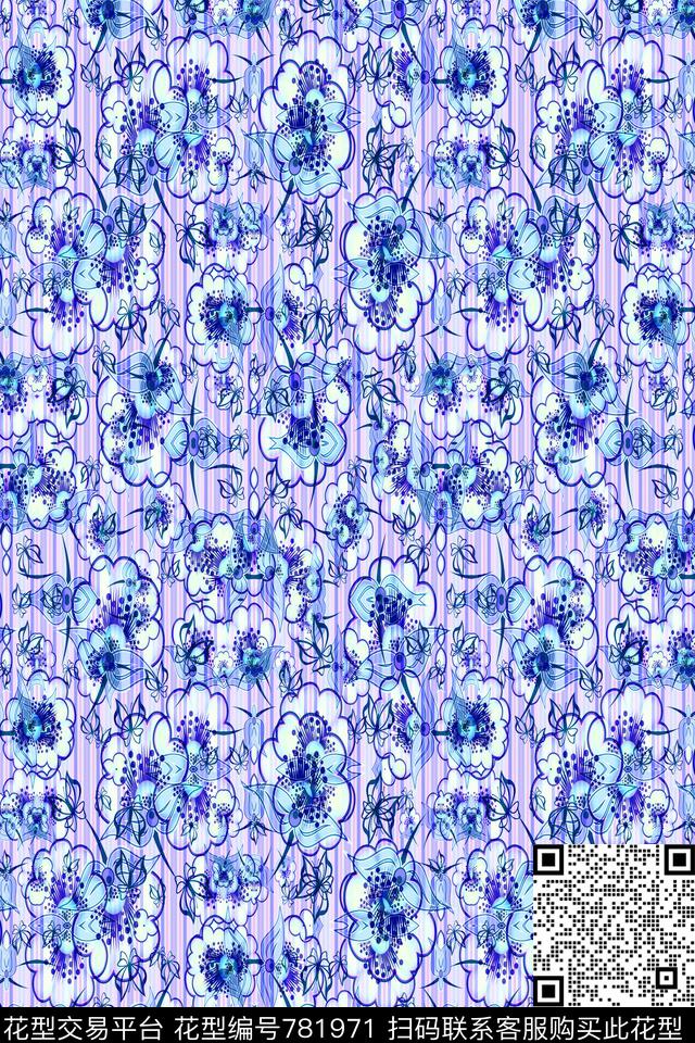 竖条条纹细条纹传统印花华亿平台下载（图片编号: 781971） - 瓦栏（Walan）