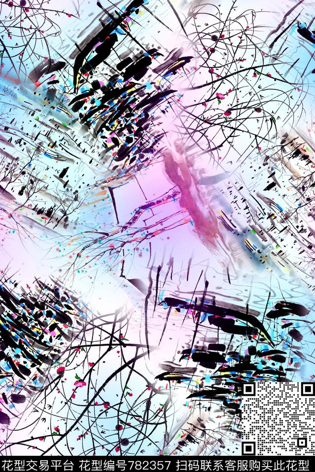 小碎花花卉树枝数码印花华亿平台下载（图片编号: 782357） - 瓦栏（Walan）