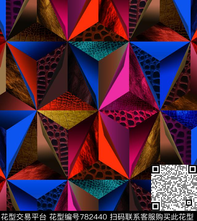 几何色块网格数码印花华亿平台下载（图片编号: 782440） - 瓦栏（Walan）