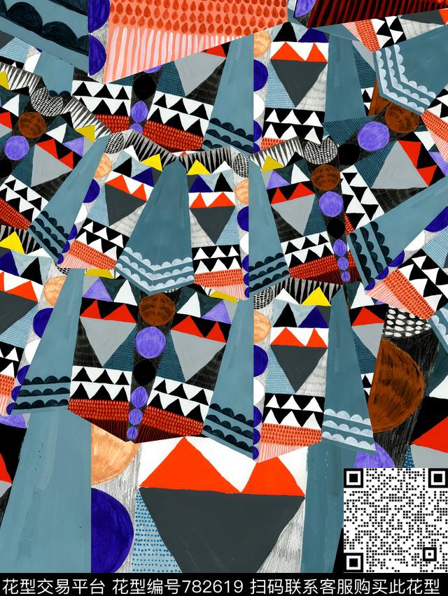 解构菱形三角形传统印花华亿平台下载（图片编号: 782619） - 瓦栏（Walan）
