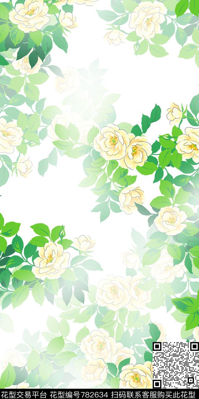 花卉乱花满版花数码印花华亿平台下载（图片编号: 782634） - 瓦栏（Walan）