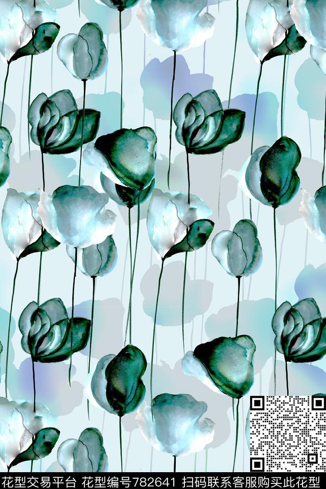 A艺术手绘B花卉植物清新自然数码印花华亿平台下载（图片编号: 782641） - 瓦栏（Walan）