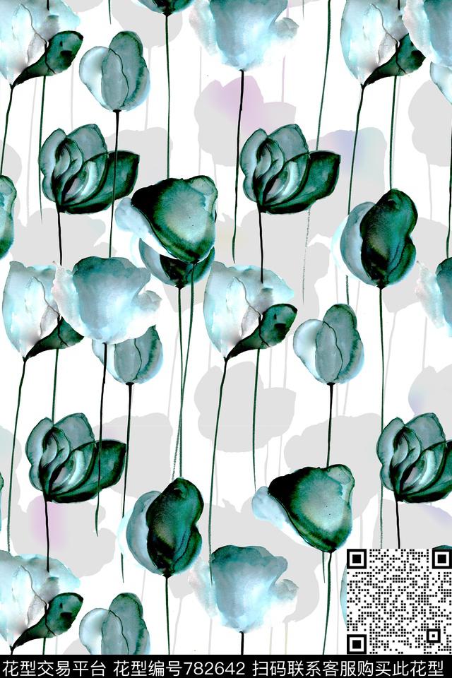A艺术手绘B花卉植物清新自然数码印花华亿平台下载（图片编号: 782642） - 瓦栏（Walan）