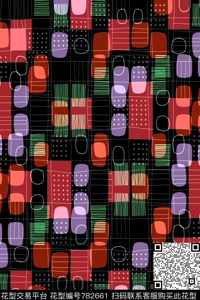十字方格不规则几何传统印花华亿平台下载（图片编号: 782661） - 瓦栏（Walan）