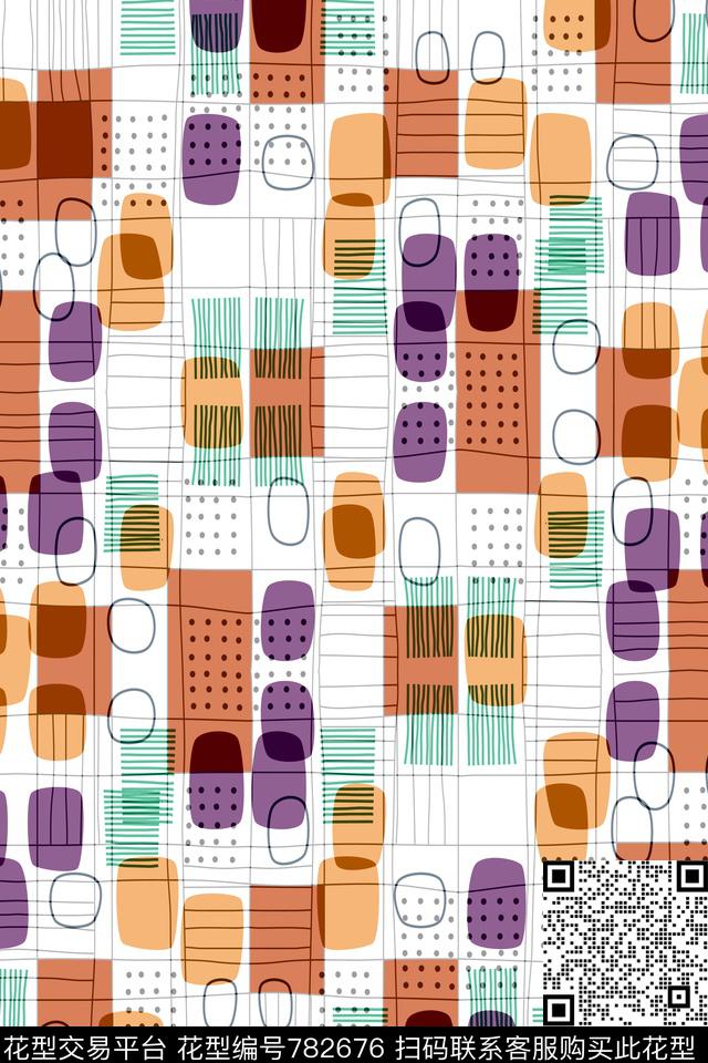 十字方格不规则几何传统印花华亿平台下载（图片编号: 782676） - 瓦栏（Walan）