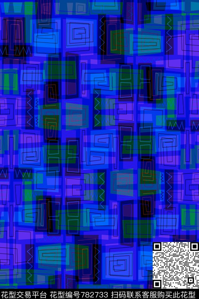 不规则几何小方块菱形数码印花华亿平台下载（图片编号: 782733） - 瓦栏（Walan）