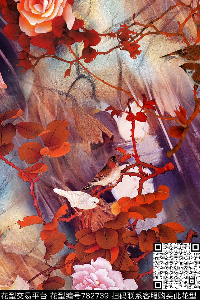 花卉工笔国画数码印花华亿平台下载（图片编号: 782739） - 瓦栏（Walan）