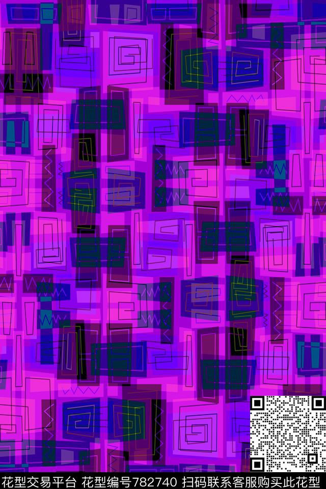 不规则几何小方块菱形数码印花华亿平台下载（图片编号: 782740） - 瓦栏（Walan）