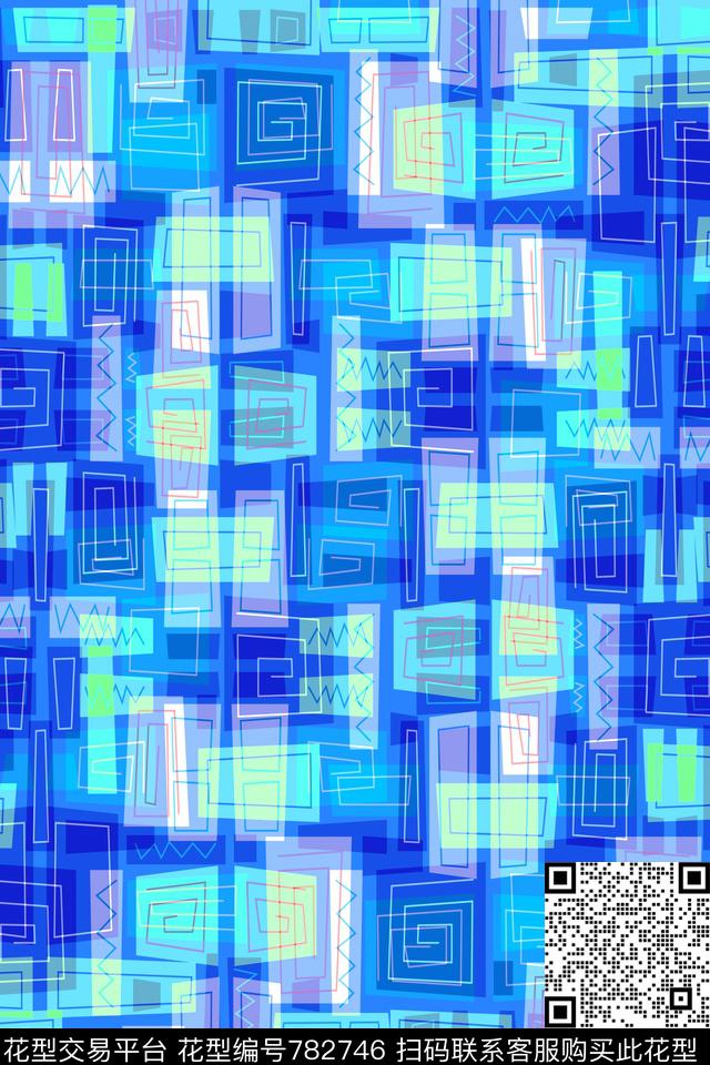 不规则几何小方块菱形数码印花华亿平台下载（图片编号: 782746） - 瓦栏（Walan）
