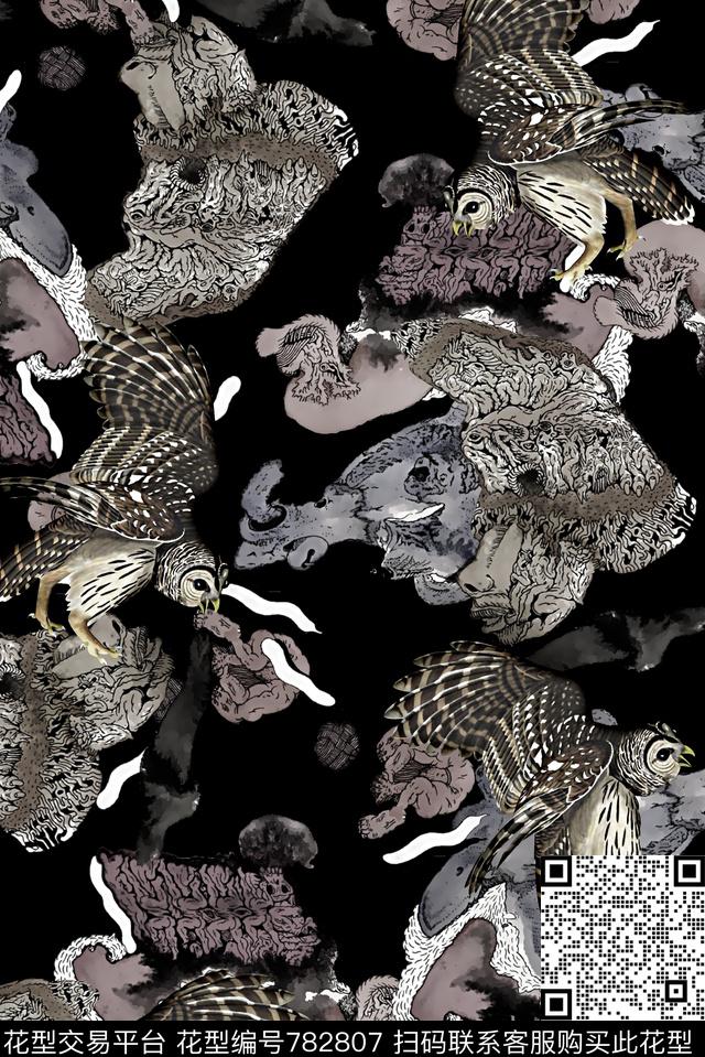 日式花纹鸟男装夹克华亿平台数码印花华亿平台下载（图片编号: 782807） - 瓦栏（Walan）