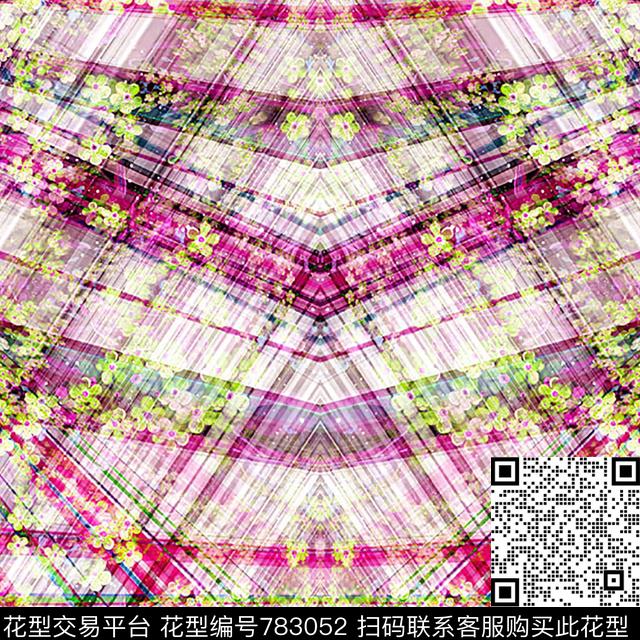 花卉几何抽象数码印花华亿平台下载（图片编号: 783052） - 瓦栏（Walan）