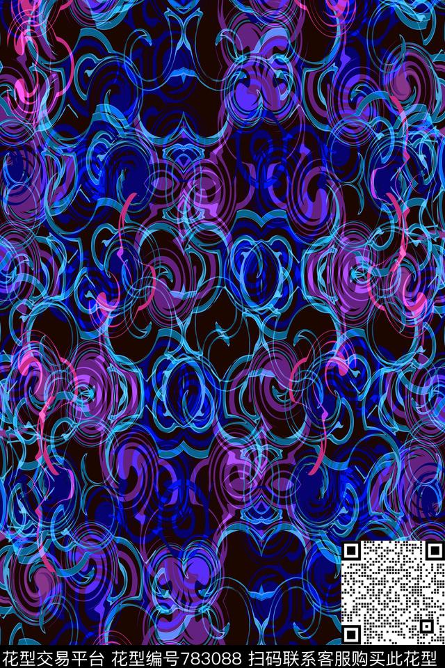 不规则几何色块圆圈传统印花华亿平台下载（图片编号: 783088） - 瓦栏（Walan）