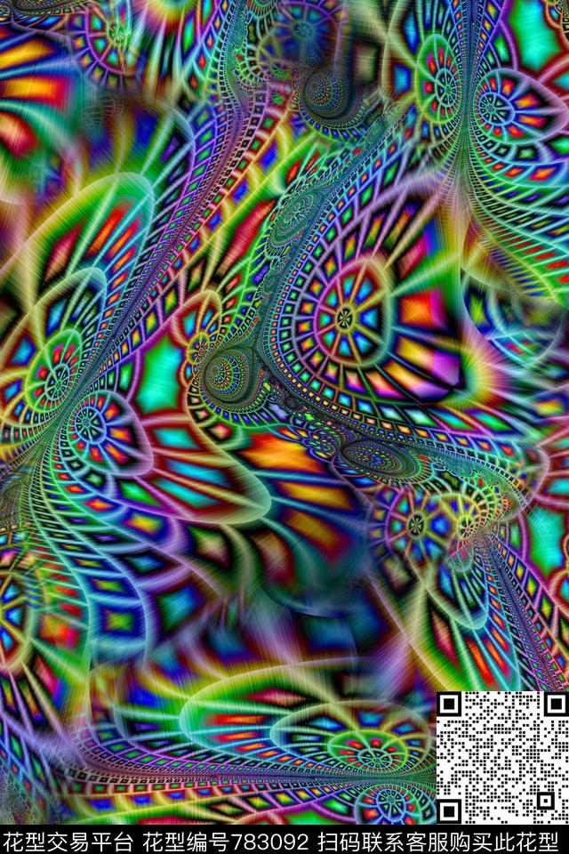 抽象分形几何数码印花华亿平台下载（图片编号: 783092） - 瓦栏（Walan）